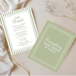 Recepción Detalles de Boda Old Money en Verde Salvia Tarjeta