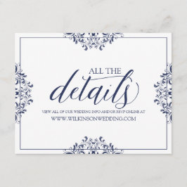 Recepción Detalles de Boda / Tarjeta de Información Azul Mar