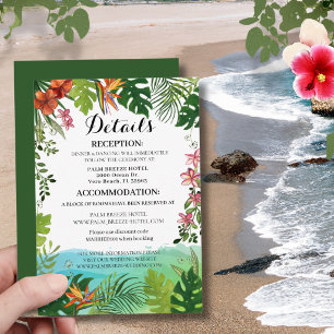 Recepción Detalles de Boda Tropical Tarjeta de Hibisco Acuar