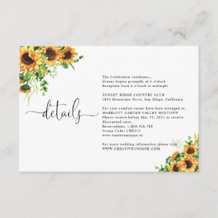 Recepción Detalles de la boda con flores amarillas - Tarjeta