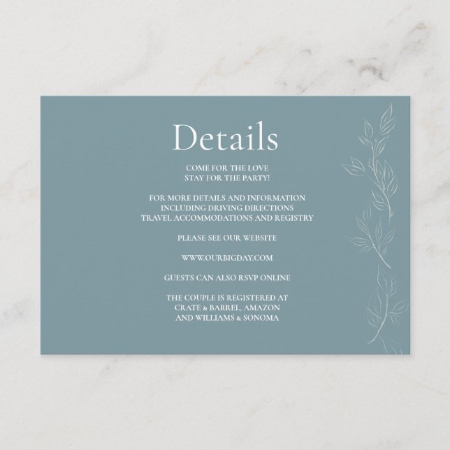 Recepción Detalles de la elegante tarjeta de cierre de hoja  (Anverso)