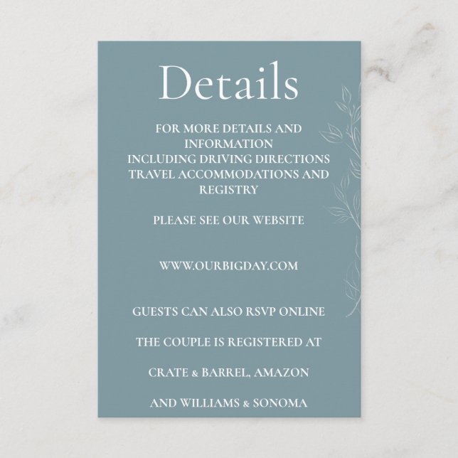 Recepción Detalles de la elegante tarjeta de cierre de hoja  (Anverso)