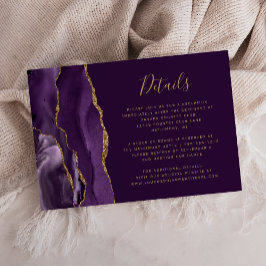Recepción Detalles de la Tarjeta de Boda de Ágata Dorada Púr