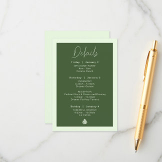 Recepción Detalles de la tarjeta de boda en destino