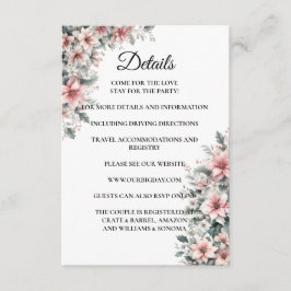 Recepción Detalles de la tarjeta de cierre floral Pink Poins