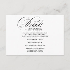 Recepción Detalles de la tarjeta de gabinete elegante formal