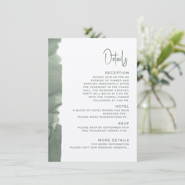 Recepción Detalles de la tarjeta de inclusión de boda modern (Anverso de pie)