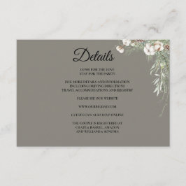 Recepción Detalles de la tarjeta de inclusión de florales de