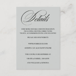 Recepción Detalles de la tarjeta de inclusión elegante