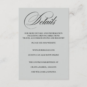 Recepción Detalles de la tarjeta de inclusión elegante