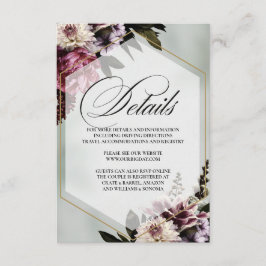 Recepción Detalles de la tarjeta de inclusión elegante botán