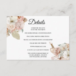 Recepción Detalles de la tarjeta de inclusión floral beige B