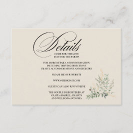Recepción Detalles de la tarjeta de inclusión formal elegant