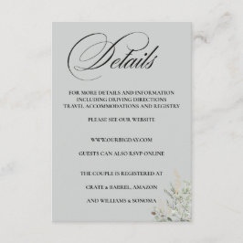 Recepción Detalles de la tarjeta de inclusión formal elegant