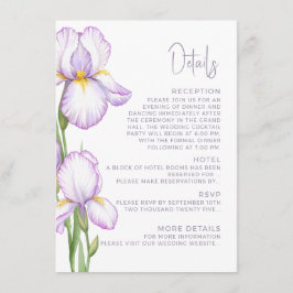 Recepción Detalles de la tarjeta de inclusión para boda. 