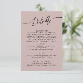 Recepción Detalles de la tarjeta de inscripción para el Boda