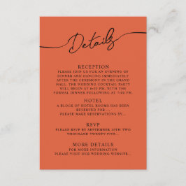 Recepción Detalles de la tarjeta de inscripción para el Boda