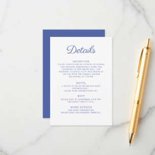 Recepción Detalles de la tarjeta de inscripción para el Boda
