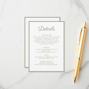 Recepción Detalles de la tarjeta de inscripción para el Boda