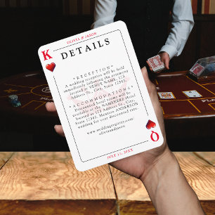 Recepción Detalles de la tarjeta de juego de Rey y Reina de