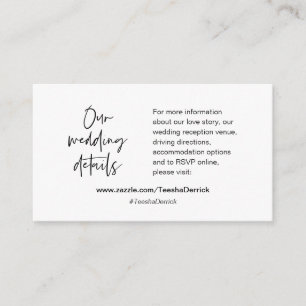 Recepción Detalles de nuestro boda, sitio web, RSVP, Tarjeta