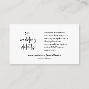 Recepción Detalles de nuestro boda, sitio web, RSVP, Tarjeta