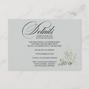 Recepción Detalles de Tarjeta de Encierre Formal Elegante