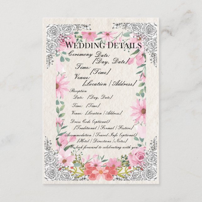Recepción Detalles de Tarjeta Simple de Boda India | Elegant (Anverso)
