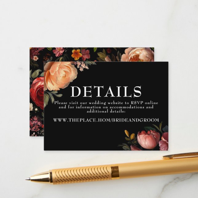 Recepción Detalles del Boda floral Tarjeta de cierre pequeña (Anverso/Reverso In Situ)