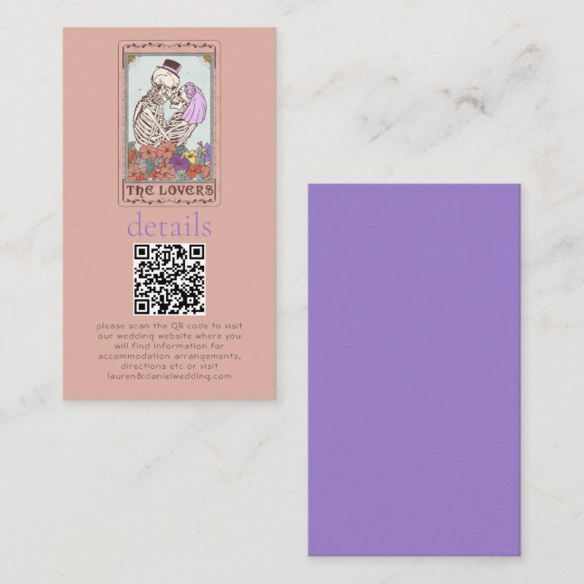 Recepción Detalles del Boda QR de la tarjeta Tarot gótica (Anverso / Reverso)
