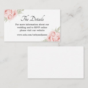Recepción Detalles Florales de Rosa Rosa Elegante Tarjeta de
