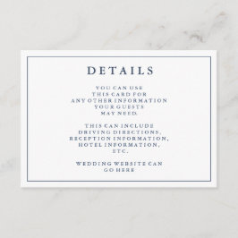 Recepción Detalles | Tarjeta de detalles del Boda azul de la