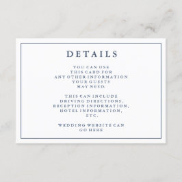 Recepción Detalles | Tarjeta de detalles del Boda azul de la