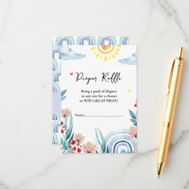 Recepción Diaper Raffle de tarjeta de gabinete de Baby Showe (Anverso/Reverso In Situ)