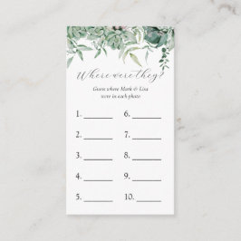 Recepción ¿Dónde Estaban? Tarjeta de juego Bridal Shower