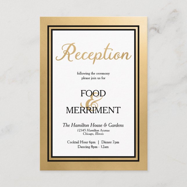 Recepción dorada de boda formal (Anverso)