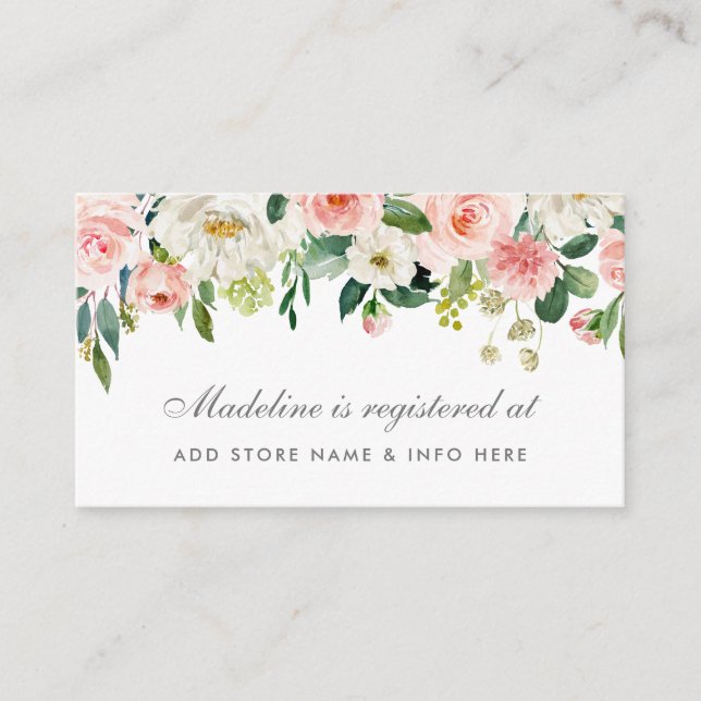 Recepción Ducha de novia Tarjeta de inserción de registro de (Anverso)