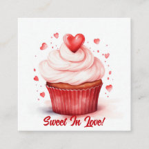 Dulce En El Amor Corazón Cupcake Tarjeta El día de
