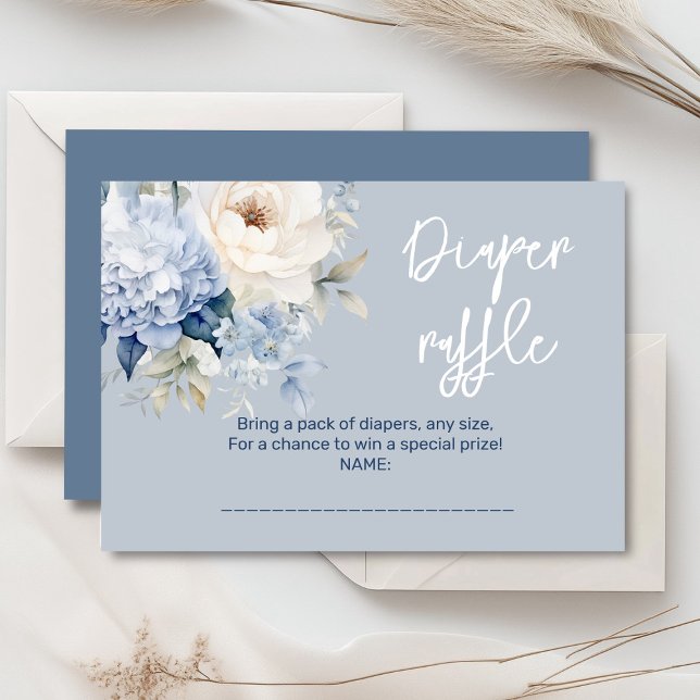 Recepción Duste tarjeta de ducha con flores azul y blanco (Dusty blue and beige watercolor peonies floral baby shower invitation, gender neutral)