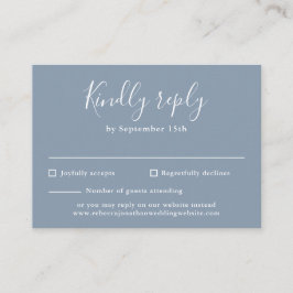 Recepción Dusty Blue Budget Tarjeta RSVP de escritura modern