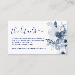 Recepción Dusty Blue Floral Sitio Web Info Tarjeta de Gabine