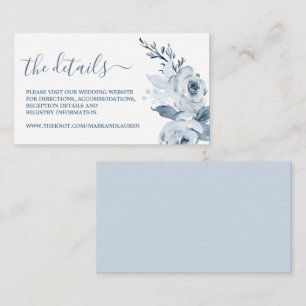 Recepción Dusty Blue Floral Sitio Web Info Tarjeta de Gabine