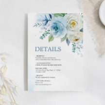 Dusty Blue Rosa Floral Details Tarjeta de gabinete