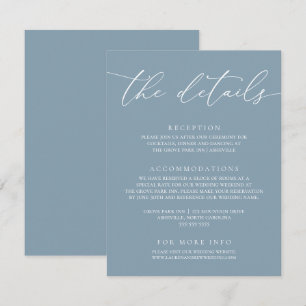 Recepción Dusty Blue Simple Elegant Wedding 1 Tarjeta de Gab