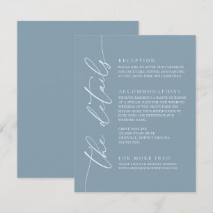 Recepción Dusty Blue Simple Elegant Wedding 1 Tarjeta de Gab