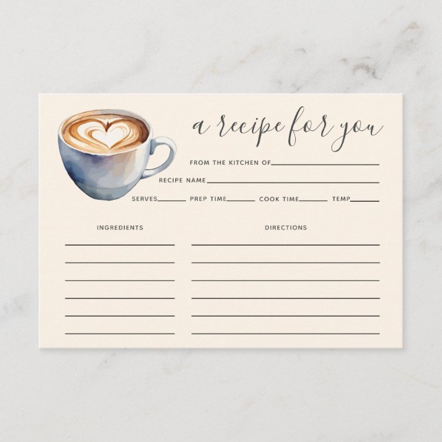 Recepción El amor es preparar café, tarjeta de receta de duc (Anverso)