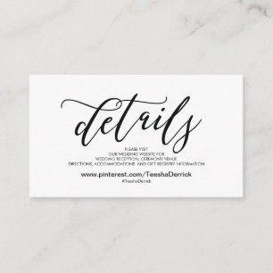 Recepción El Web site hermoso de la boda detalla la tarjeta