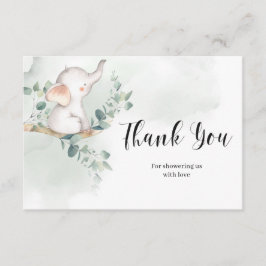 Recepción elefante bebé eucalipto verde tarjeta de agradecim