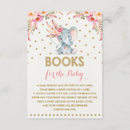 Recepción Elefante dorado rosado de flores trae una tarjeta 