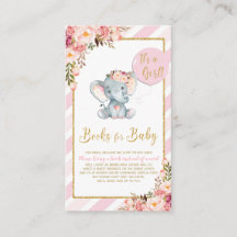 Elefante floral rosa Baby Shower trae tarjeta de l